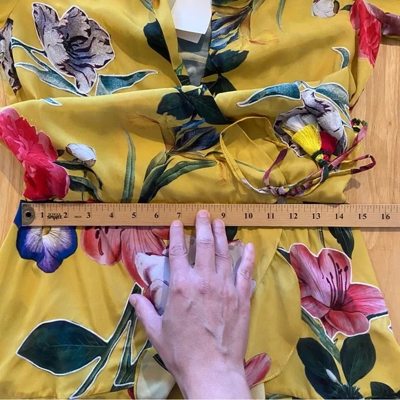 Rococo Sand Dress Womens XS Floral Print Hemant Nandita Long Sleeve Wrap Boho